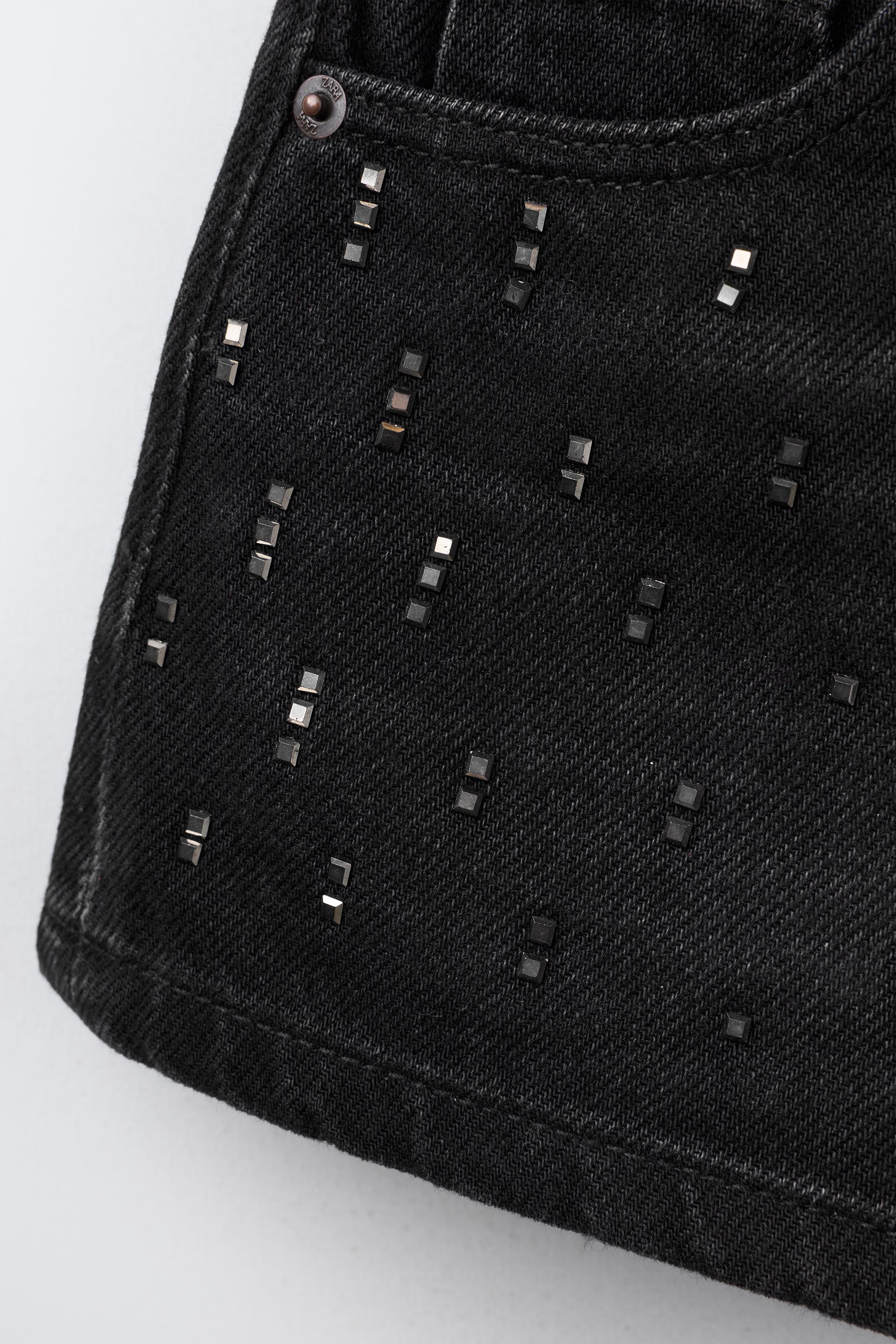 STUDDED DENIM SHORTS